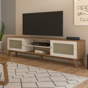 Rack Charlotte 2 Portas com Pés Retro para TV até 75 Polegadas