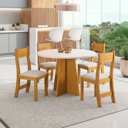 Mesa Flipp Slin 90x90 com 4 Cadeiras Brisa Mel