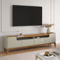 Rack com 220cm Cantos Arredondados 4 Portas para Tv 75 Flip 2.2 Patrimar