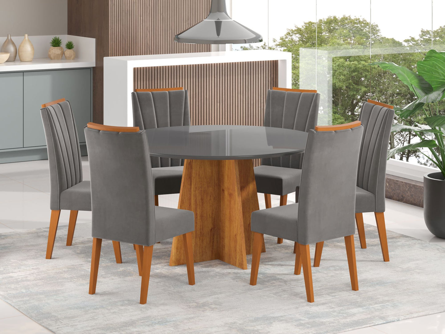 Mesa Daila Nicole 135 com 6 Cadeiras Sarifa
