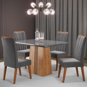 Mesa Ibi 120x90 com 4 Cadeiras Safira