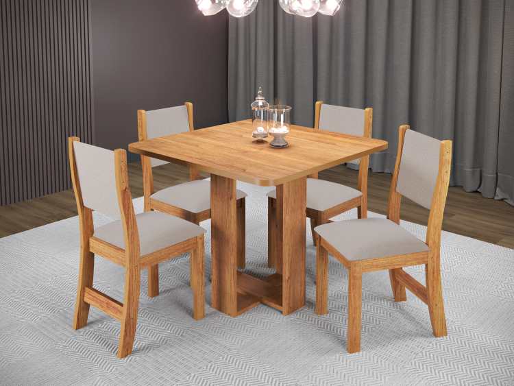 Mesa Wave Oasis 90x90 com 4 Cadeiras