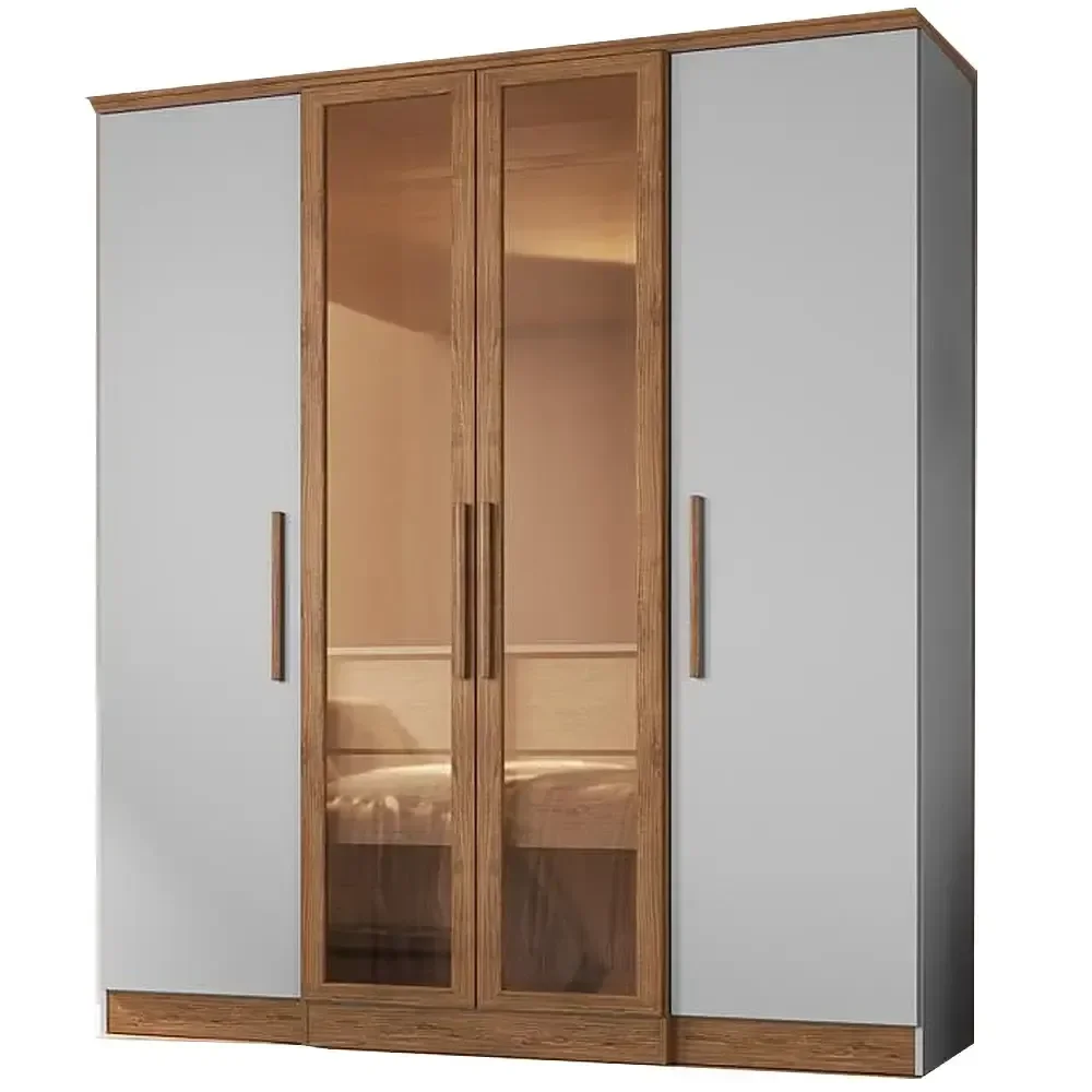 Guarda Roupa Genebra 4 Portas 2 Gavetas (2 pts. com espelho) Doripel