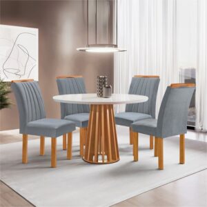 Conjunto Mesa Berlim C/ 4 cadeiras Tampo Redondo Plus MDF CEL Moveis