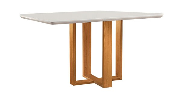 Mesa Evelin 160x90 MR Tampo Malaga MDF.Vdr e Base Evelin com 6 cadeiras