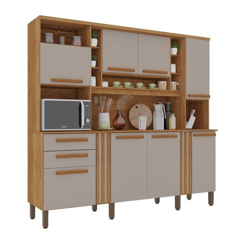 Armário De Cozinha Acácia 8 Portas 2 Gavetas