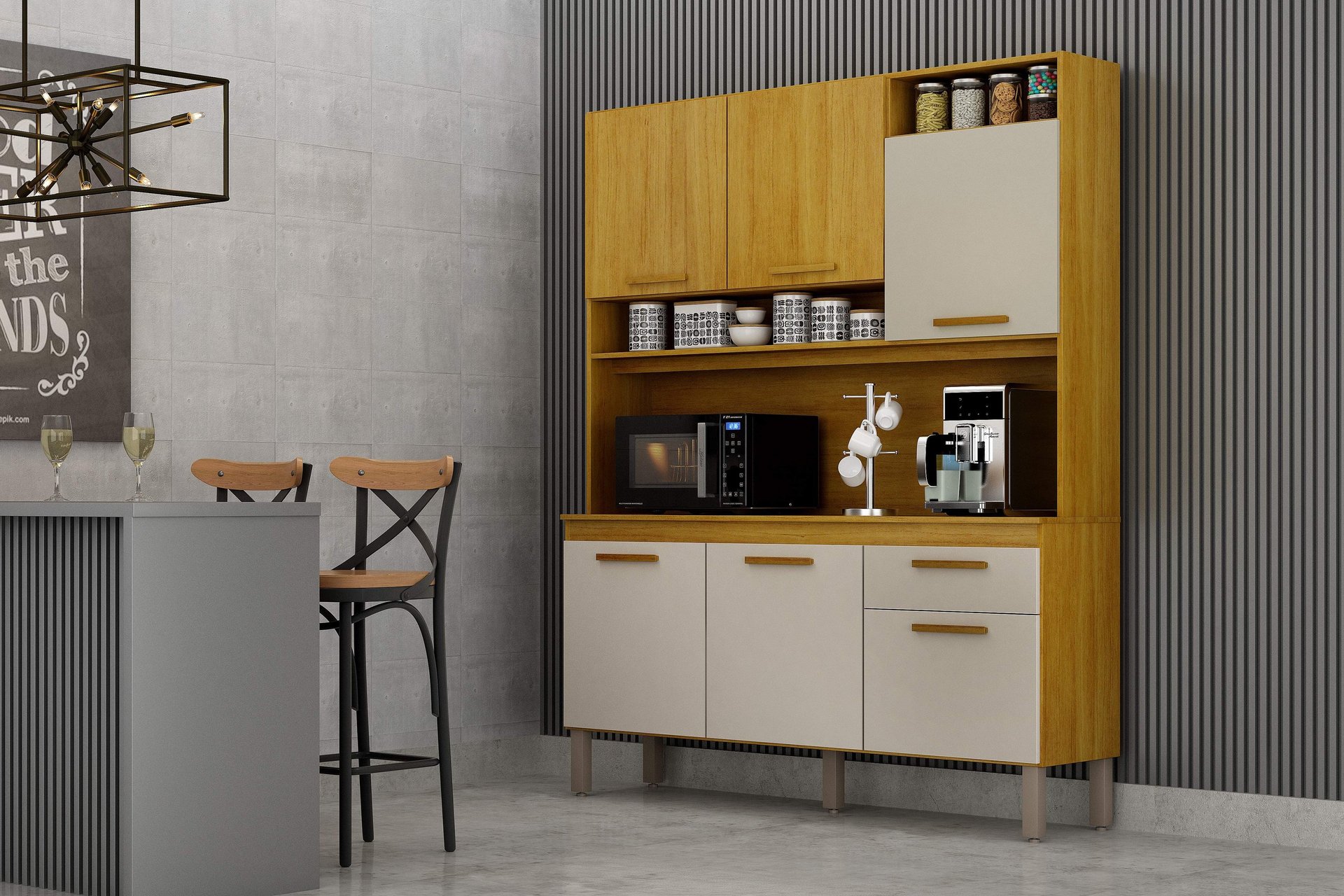 Kit Cozinha 1,45m 6 portas 1 Gaveta Noor
