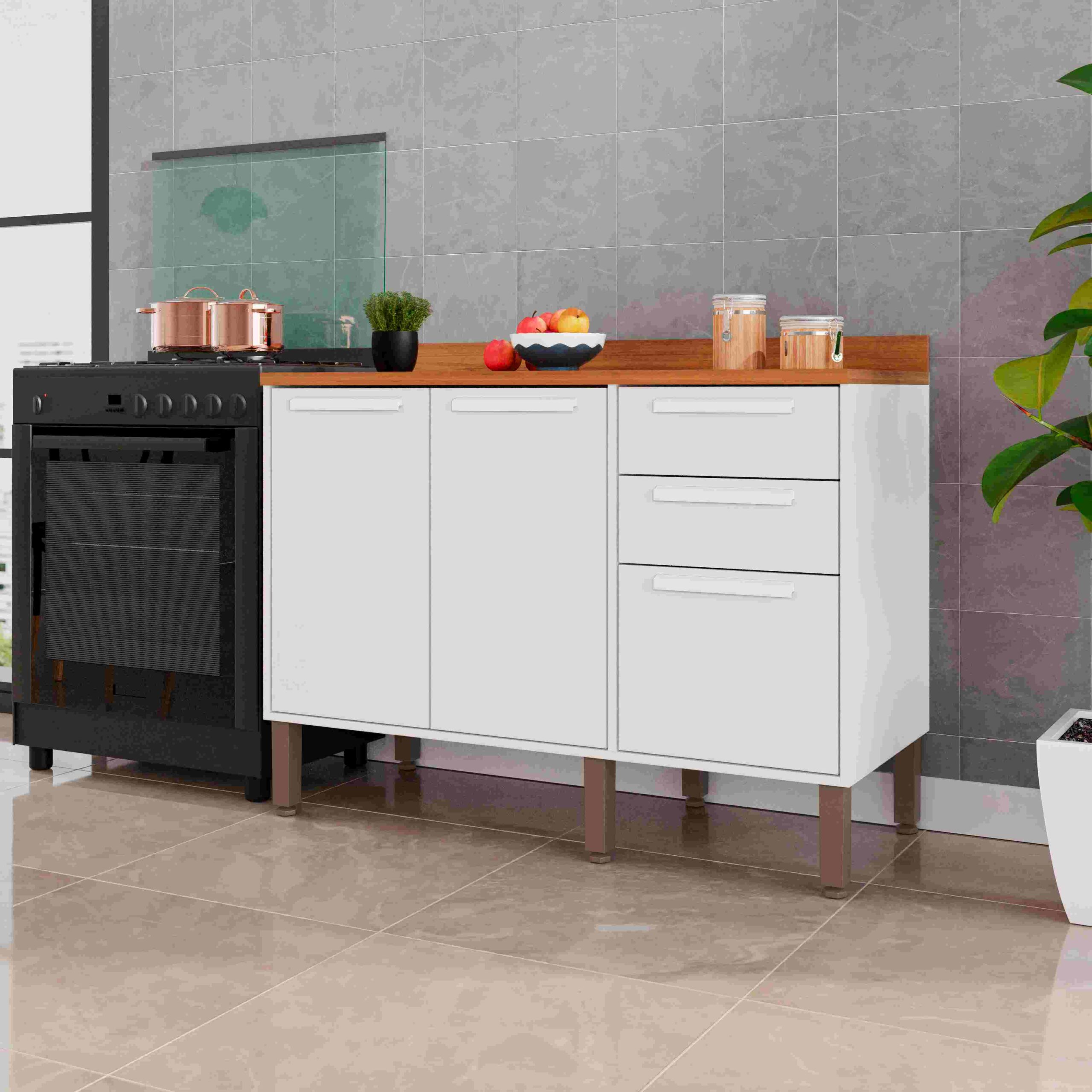 Balcão Cozinha Florida 120 3P2G Salleto