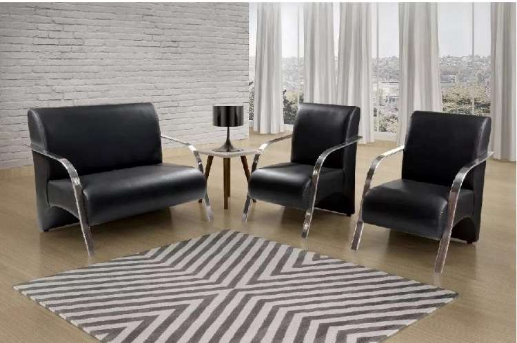 Conjunto de Poltronas Veneza Braco de Aluminio 2.1.1Lgs Veludo  Decorar
